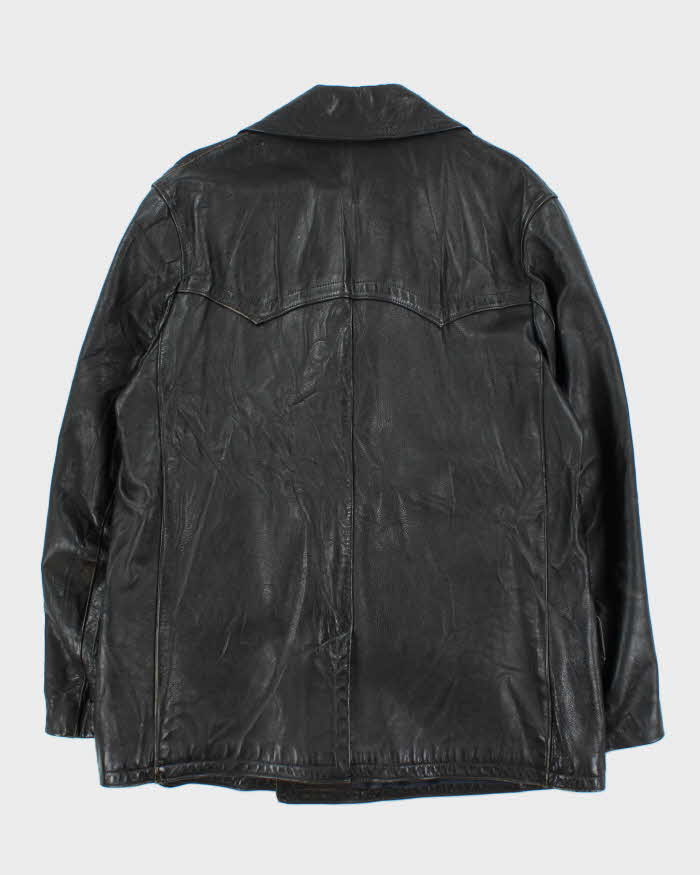 Vintage 1950s Moleskin Lined Ponyhide Double Breasted Leather Jacket - XL