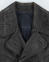 Vintage 1950s Moleskin Lined Ponyhide Double Breasted Leather Jacket - XL