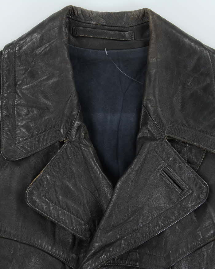 Vintage 1950s Moleskin Lined Ponyhide Double Breasted Leather Jacket - XL
