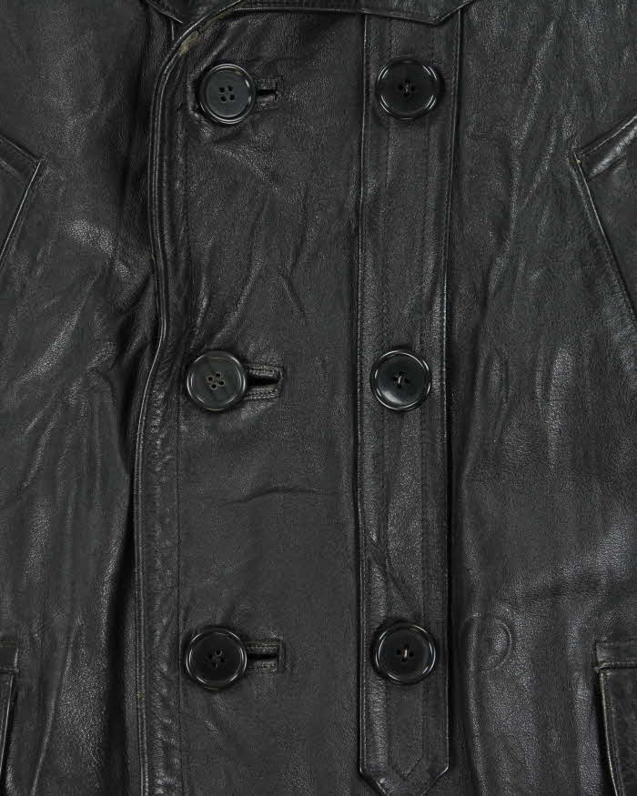 Vintage 1950s Moleskin Lined Ponyhide Double Breasted Leather Jacket - XL
