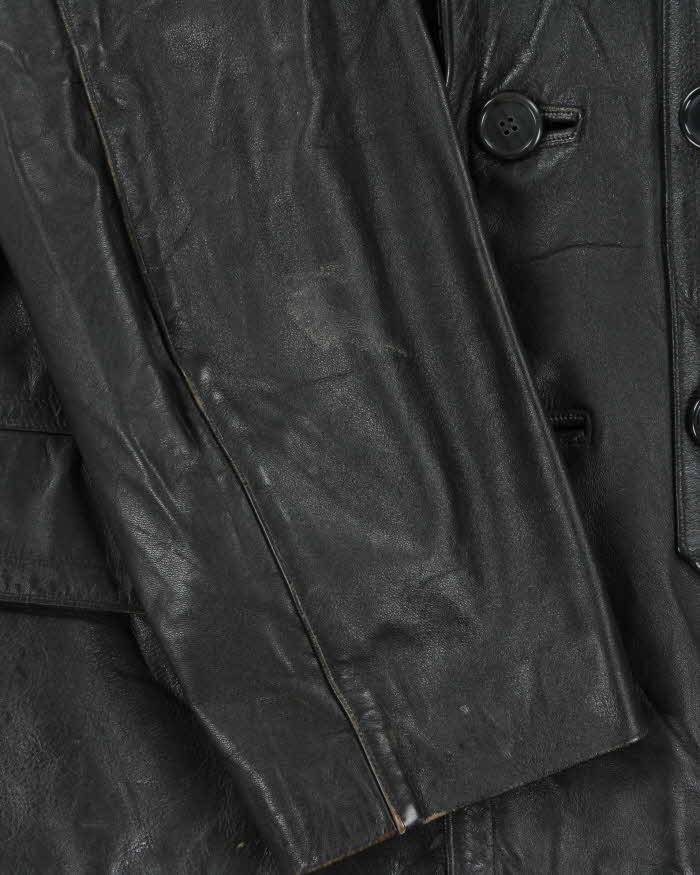 Vintage 1950s Moleskin Lined Ponyhide Double Breasted Leather Jacket - XL