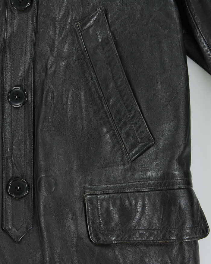 Vintage 1950s Moleskin Lined Ponyhide Double Breasted Leather Jacket - XL