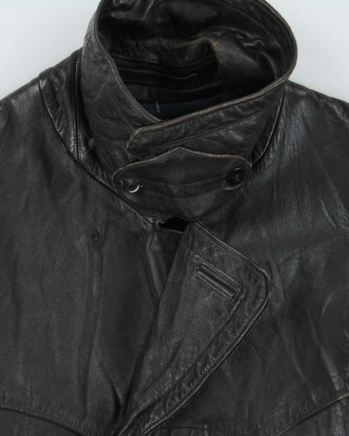 Vintage 1950s Moleskin Lined Ponyhide Double Breasted Leather Jacket - XL