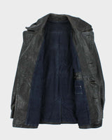 Vintage 1950s Moleskin Lined Ponyhide Double Breasted Leather Jacket - XL