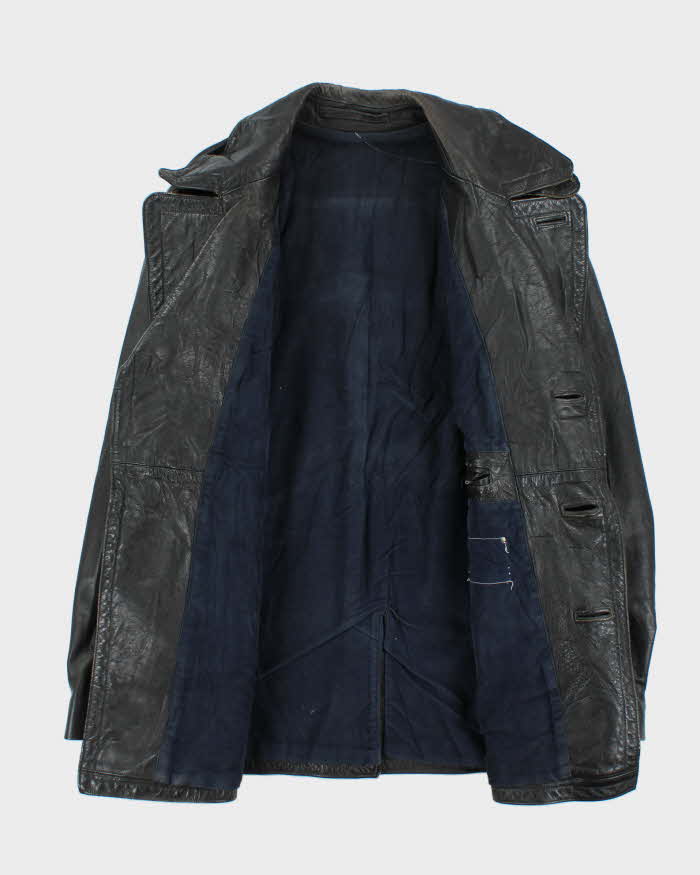 Vintage 1950s Moleskin Lined Ponyhide Double Breasted Leather Jacket - XL
