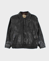 Vintage 1950s Velour Lined Leather Trucker Jacket - S