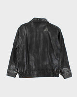 Vintage 1950s Velour Lined Leather Trucker Jacket - S