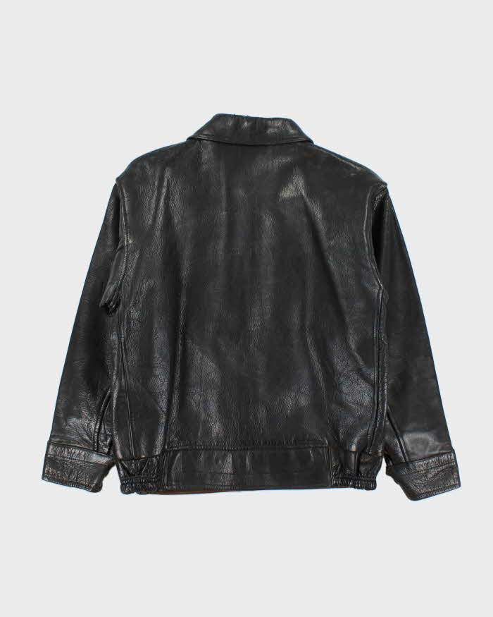Vintage 1950s Velour Lined Leather Trucker Jacket - S