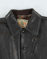 Vintage 1950s Velour Lined Leather Trucker Jacket - S
