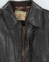 Vintage 1950s Velour Lined Leather Trucker Jacket - S