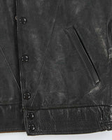 Vintage 1950s Velour Lined Leather Trucker Jacket - S