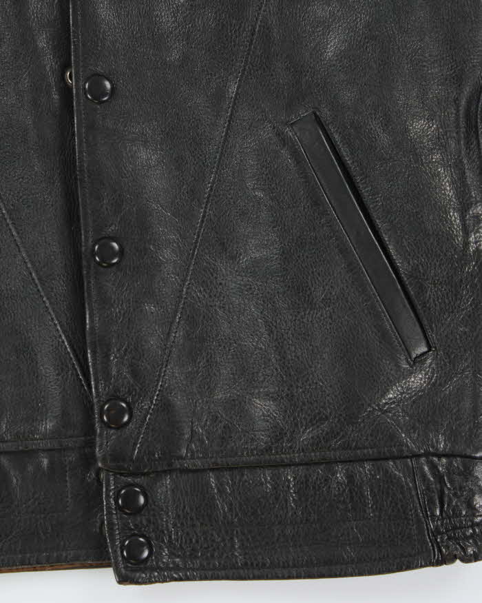 Vintage 1950s Velour Lined Leather Trucker Jacket - S