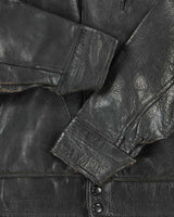 Vintage 1950s Velour Lined Leather Trucker Jacket - S