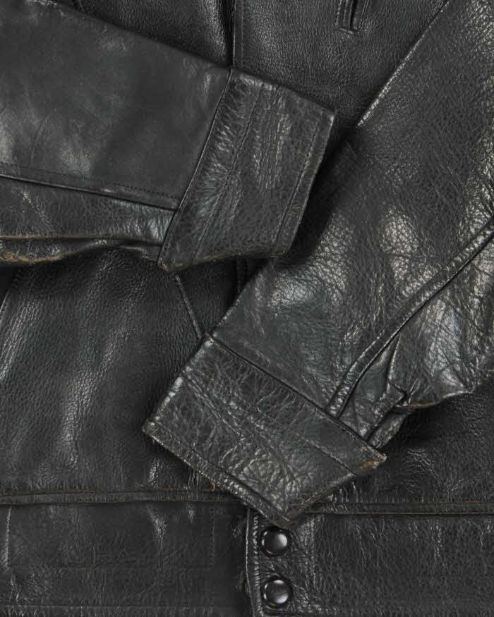 Vintage 1950s Velour Lined Leather Trucker Jacket - S