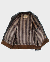 Vintage 1950s Velour Lined Leather Trucker Jacket - S