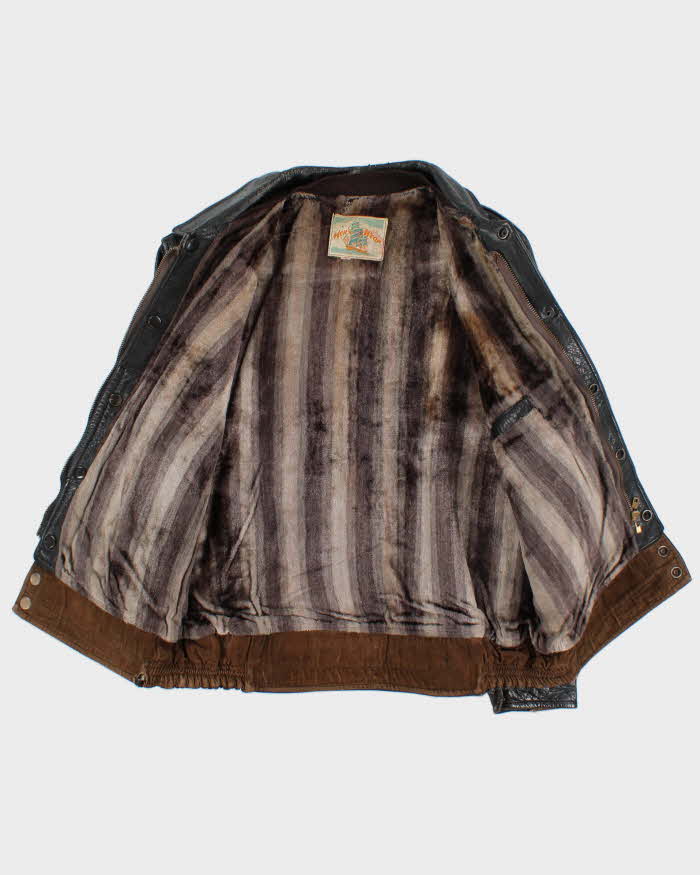Vintage 1950s Velour Lined Leather Trucker Jacket - S
