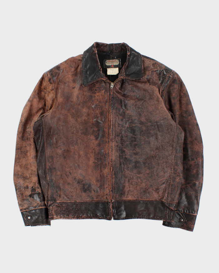 Vintage 1960s Shields Horsehide Leather Trucker Jacket - L