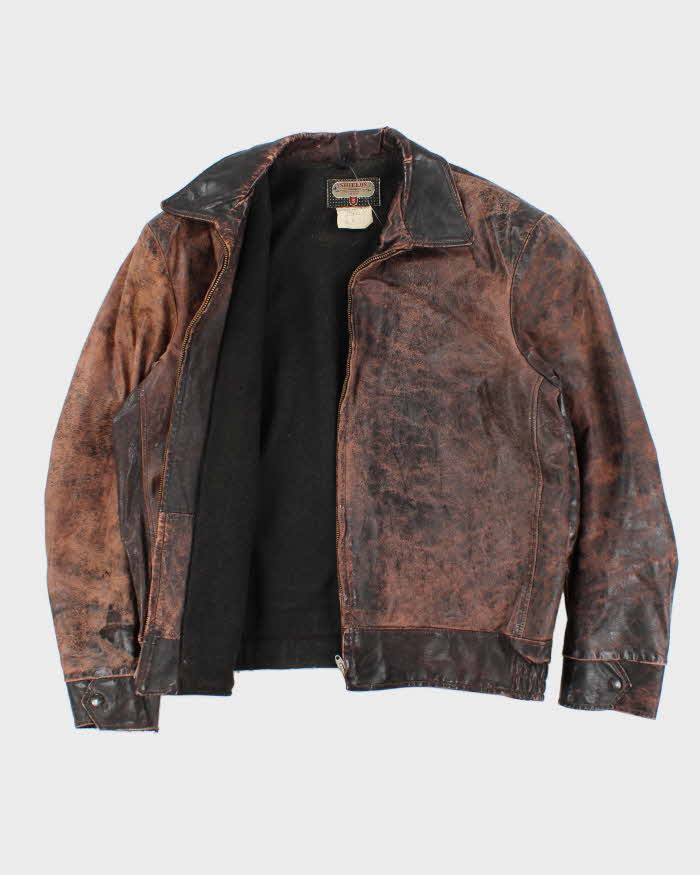 Vintage 1960s Shields Horsehide Leather Trucker Jacket - L