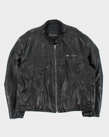 Vintage 1980s Sears Leather Cafe Racer Moto Biker Jacket - XL