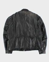 Vintage 1980s Sears Leather Cafe Racer Moto Biker Jacket - XL