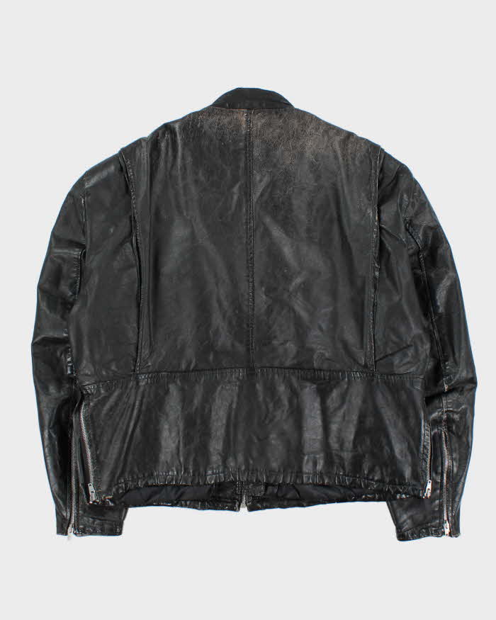 Vintage 1980s Sears Leather Cafe Racer Moto Biker Jacket - XL