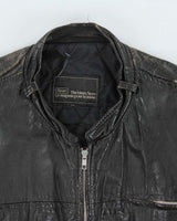 Vintage 1980s Sears Leather Cafe Racer Moto Biker Jacket - XL
