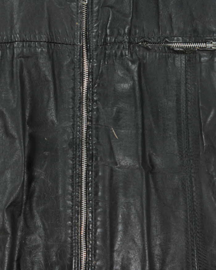 Vintage 1980s Sears Leather Cafe Racer Moto Biker Jacket - XL