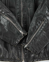 Vintage 1980s Sears Leather Cafe Racer Moto Biker Jacket - XL