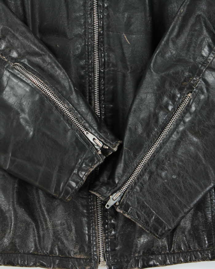 Vintage 1980s Sears Leather Cafe Racer Moto Biker Jacket - XL