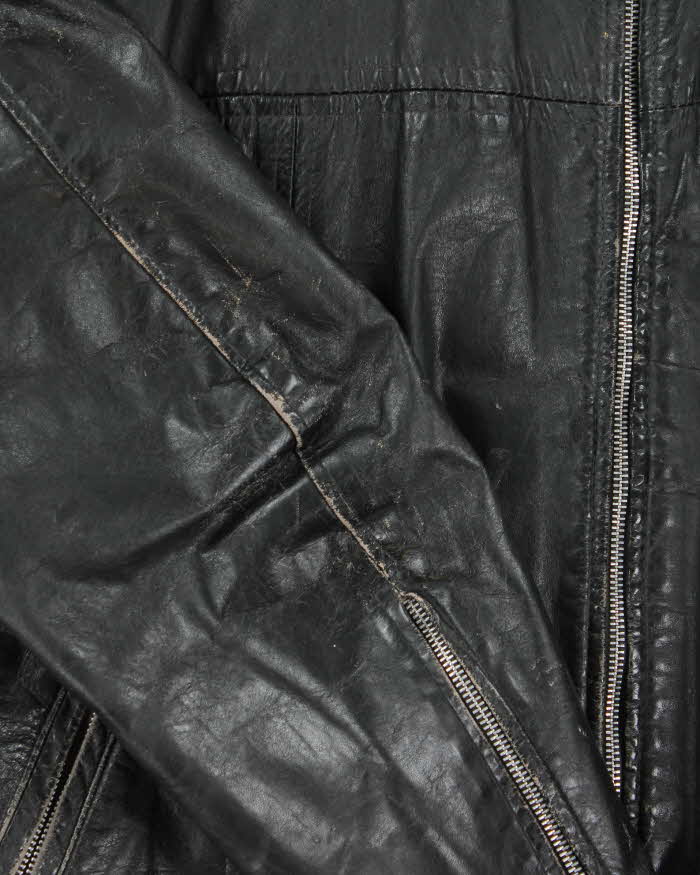 Vintage 1980s Sears Leather Cafe Racer Moto Biker Jacket - XL
