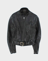 Vintage 1950s Ponyhide Belted Cafe Racer Leather Biker Jacket - M