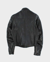 Vintage 1950s Ponyhide Belted Cafe Racer Leather Biker Jacket - M