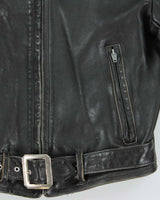 Vintage 1950s Ponyhide Belted Cafe Racer Leather Biker Jacket - M