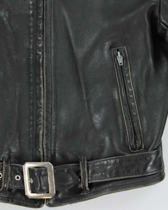 Vintage 1950s Ponyhide Belted Cafe Racer Leather Biker Jacket - M
