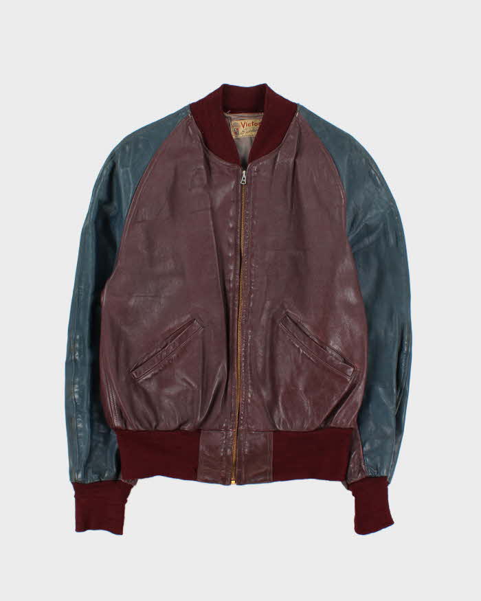 Vintage 1960s Victoria Sportswear Horsehide Leather Varisty Jacket - M