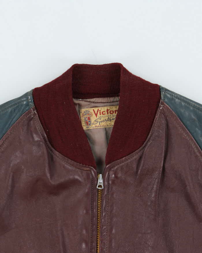 Vintage 1960s Victoria Sportswear Horsehide Leather Varisty Jacket - M