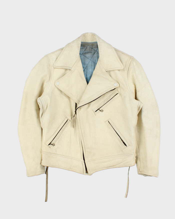 Vintage 60s Bespoke Tailor Made Leather Biker Jacket - M