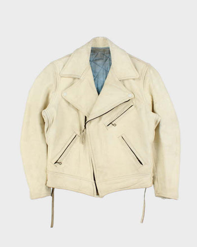 Vintage 60s Bespoke Tailor Made Leather Biker Jacket - M