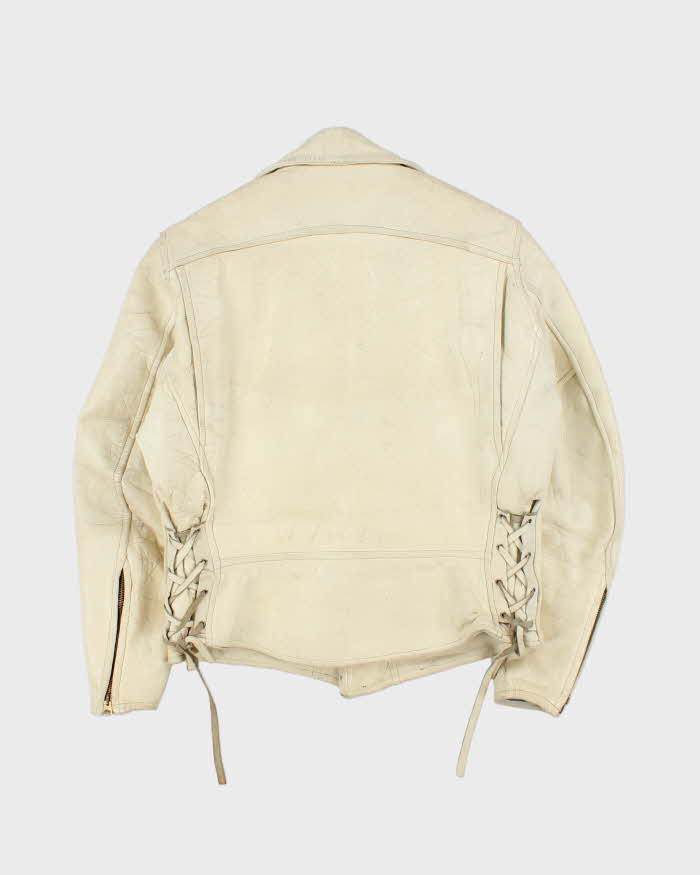 Vintage 60s Bespoke Tailor Made Leather Biker Jacket - M