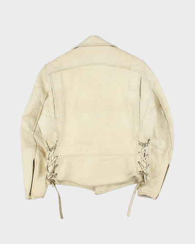 Vintage 60s Bespoke Tailor Made Leather Biker Jacket - M