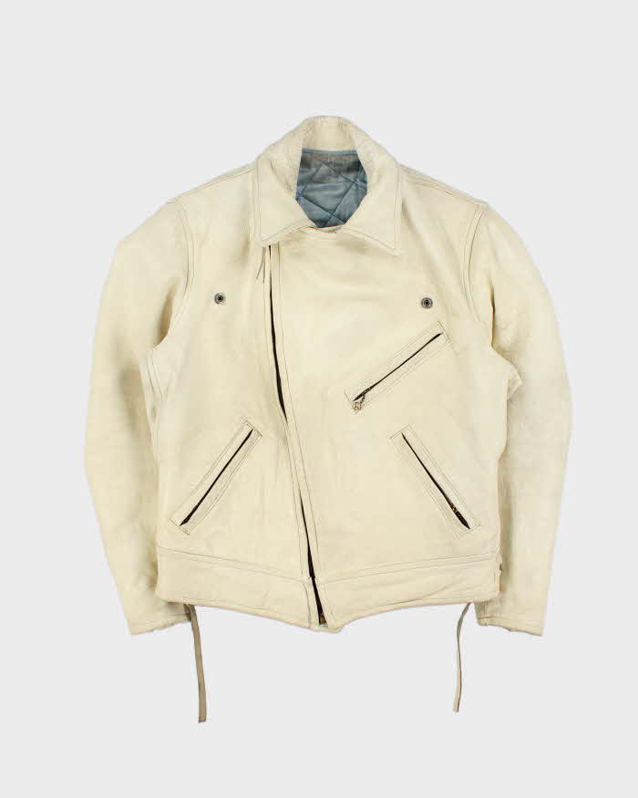 Vintage 60s Bespoke Tailor Made Leather Biker Jacket - M