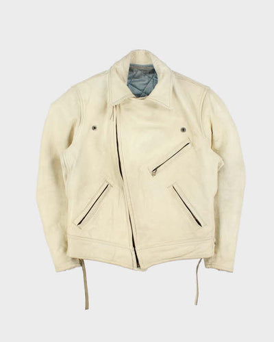 Vintage 60s Bespoke Tailor Made Leather Biker Jacket - M