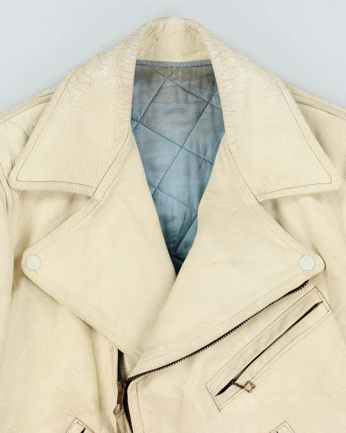 Vintage 60s Bespoke Tailor Made Leather Biker Jacket - M