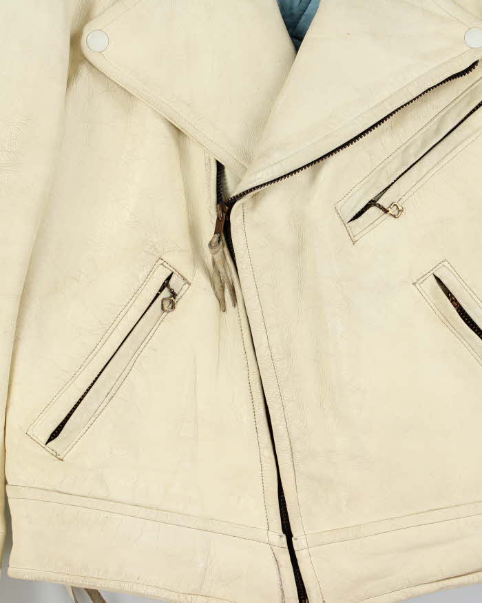 Vintage 60s Bespoke Tailor Made Leather Biker Jacket - M