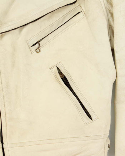 Vintage 60s Bespoke Tailor Made Leather Biker Jacket - M