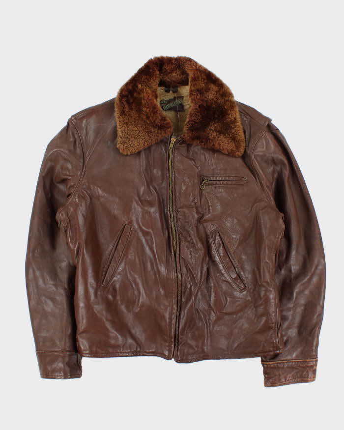 Vintage 1960s The Lambliner Shearling Leather Biker Jacket - M