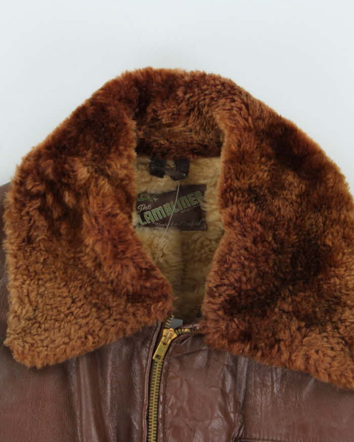Vintage 1960s The Lambliner Shearling Leather Biker Jacket - M