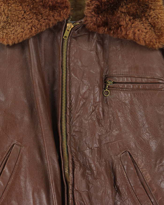 Vintage 1960s The Lambliner Shearling Leather Biker Jacket - M