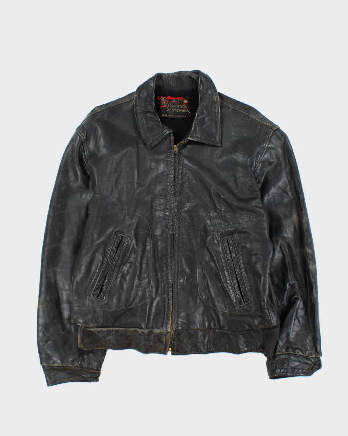Vintage 1950s Sears Oakbrook Leather Steerhide Biker Jacket - L