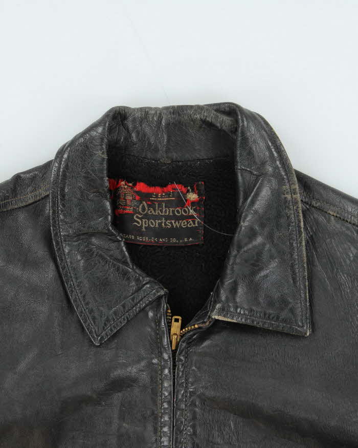 Vintage 1950s Sears Oakbrook Leather Steerhide Biker Jacket - L